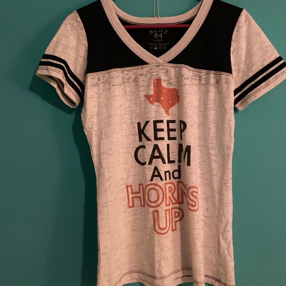 Blue 84 White and Black Short Sleeve Tee with Sporty Accents